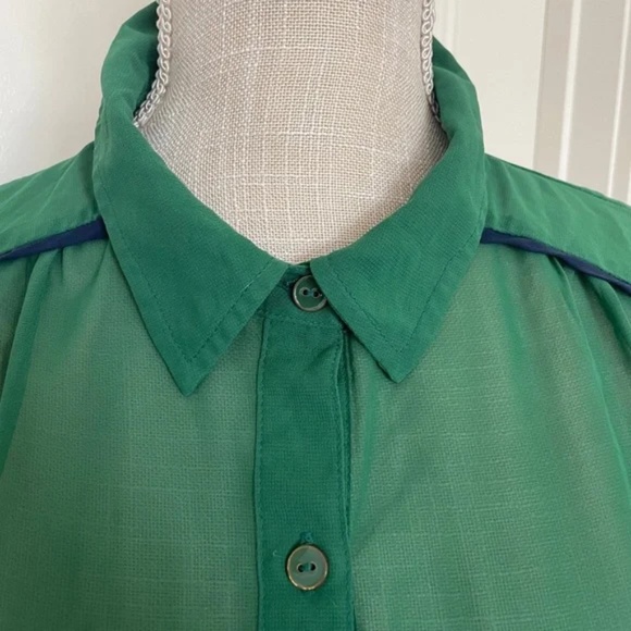 Mine | Y2K Sleeveless Sheer Emerald Green Blouse, Size L - Picture 2 of 10